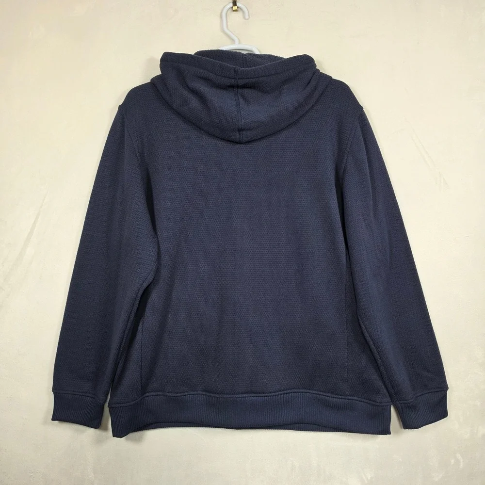 The North Face Hoodie Men's XXL Navy Waffle Fleece Zip Neck Pullover